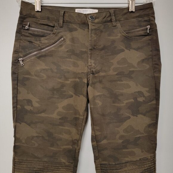 Zara Basic Z1975 Denim Dept Skinny Jeans Dark Camo Stretch Women’s‎ Size 8 EUC - Picture 2 of 10